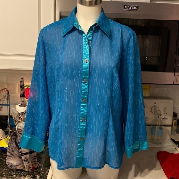 A womens Elegancia button down 3/4 sleeve blouse size XL.   EUC - Picture 1 of 4